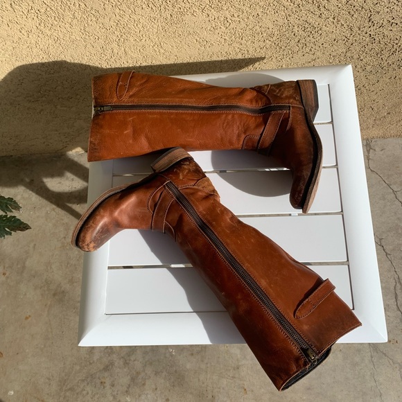 Liberty Black brown distressed all leather tall boots size 6 - Picture 12 of 16